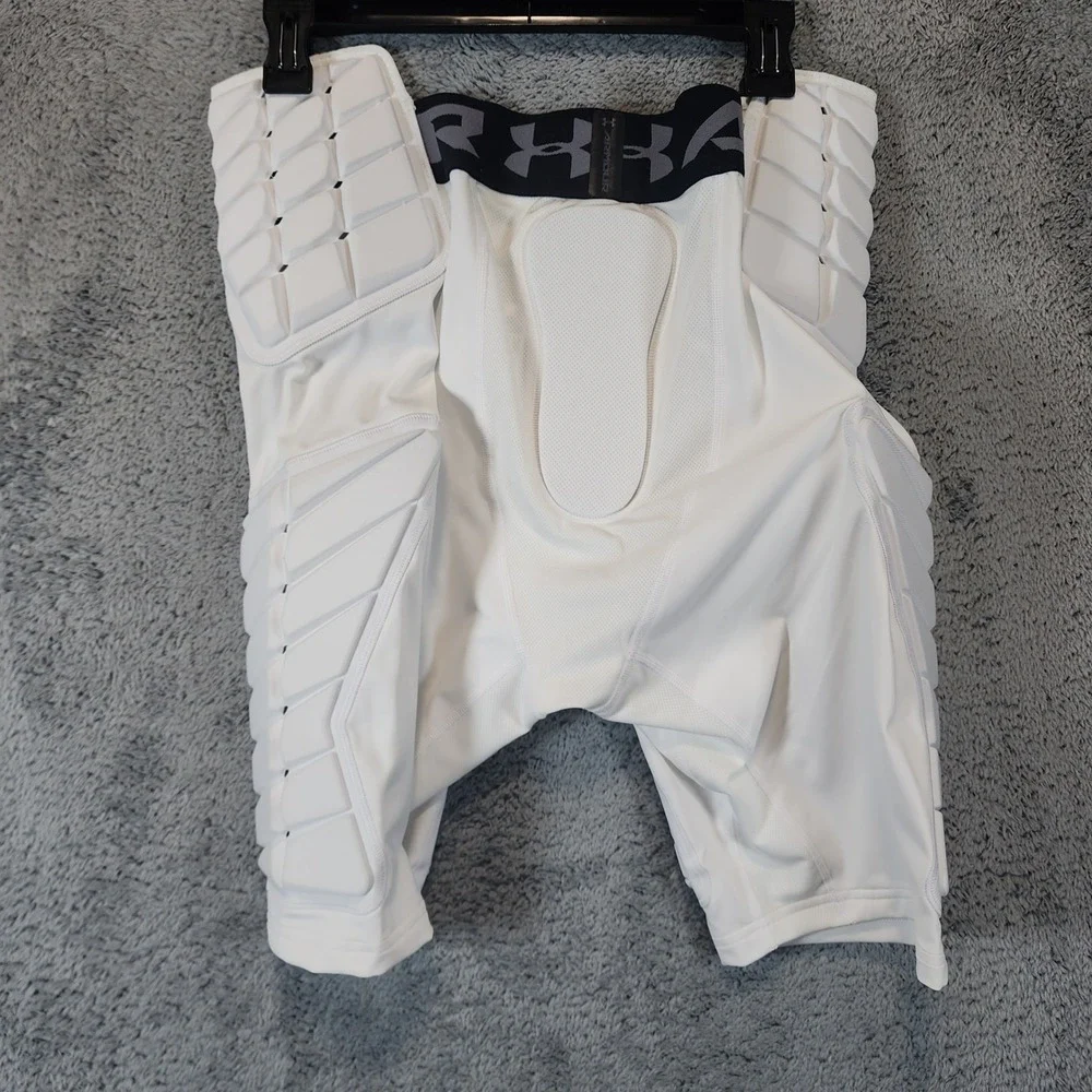 Under Armour Compression Padded Shorts Men XL White HeatGear Football Tights NWT